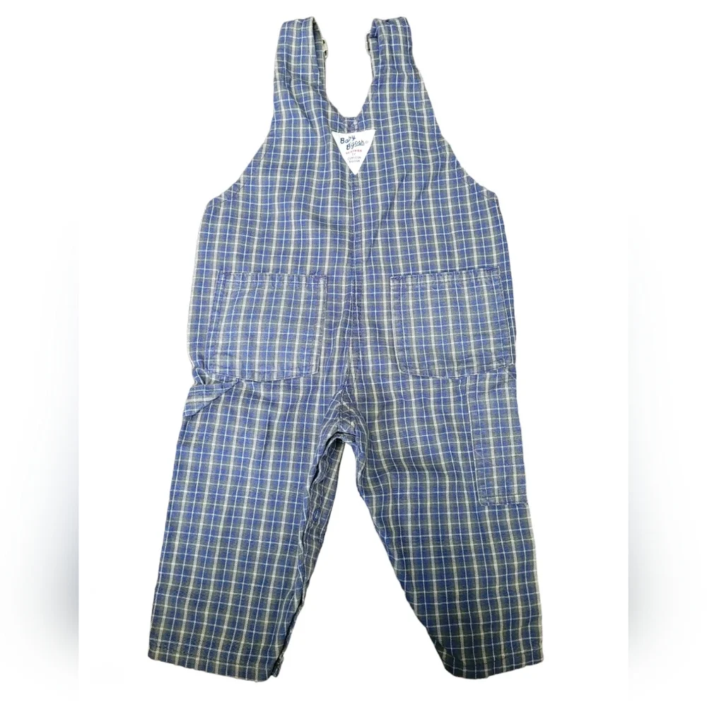 Vintage 1990s OshKosh B'gosh plaid baby bib overalls